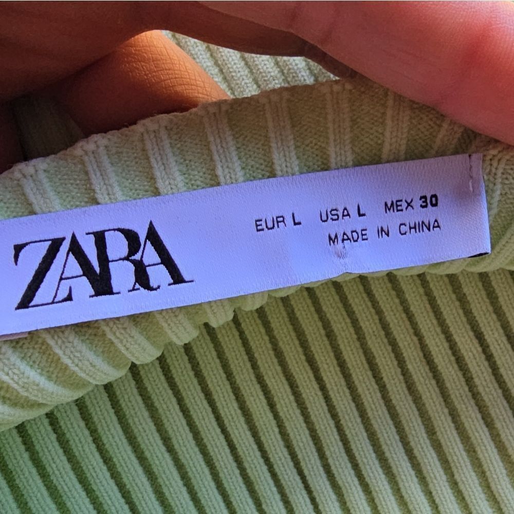 Zara Light Green Ribbed Mini Dress - Picture 6 of 12